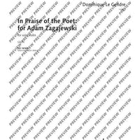 In Praise of the Poet: for Adam Zagajewski - Score