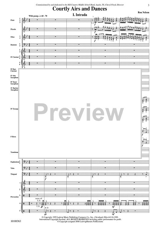 Courtly Airs and Dances Full Score quot Sheet Music for Concert Band