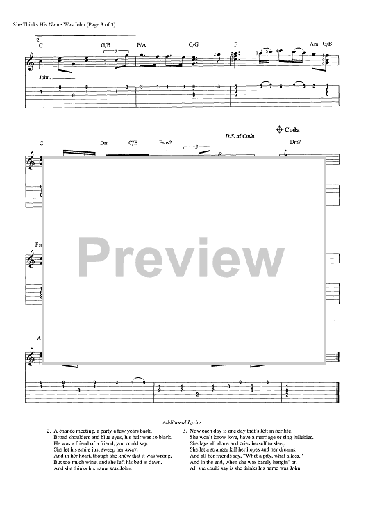 She Thinks His Name Was John" Sheet Music by Reba McEntire