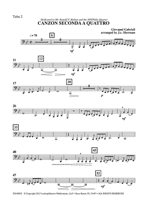 Canzon Seconda a Quattro for Tuba/Euphonium Quartet - Tuba 2