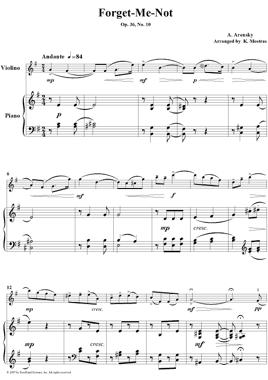 Forget-Me-Not - Piano Score