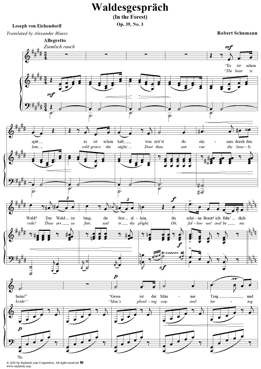 Liederkreis, Op. 39: No. 3, Waldesgespräch (In the Forest)