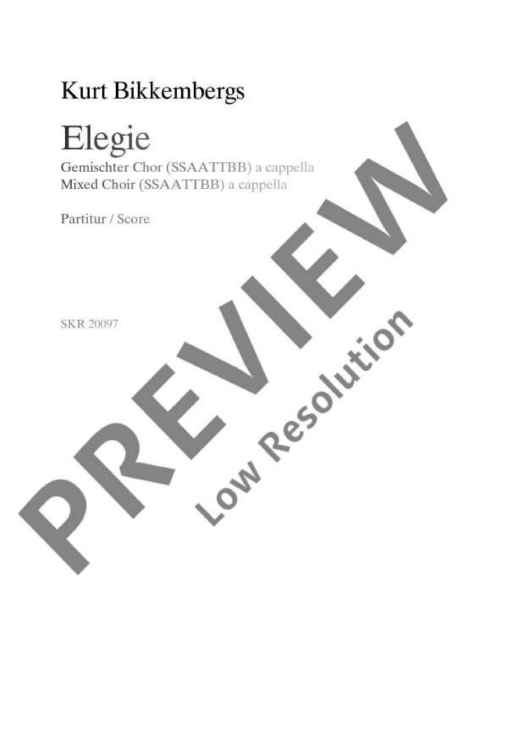 Elegie - Choral Score