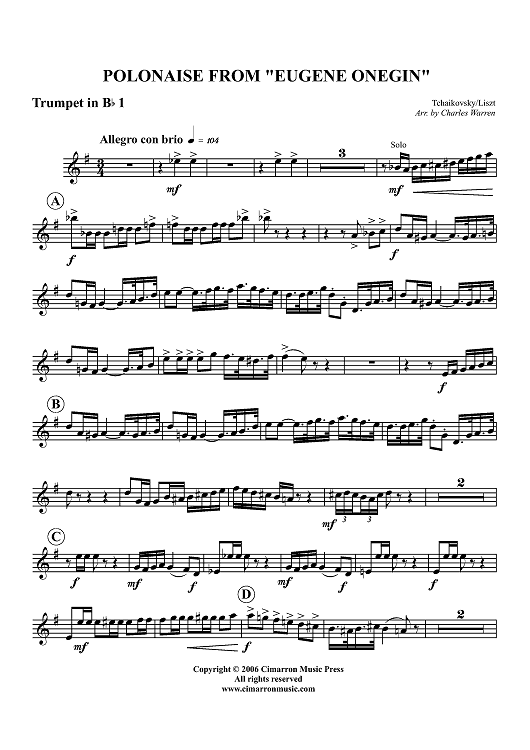 Polonaise from "Eugene Onegin" - B-flat Trumpet 1