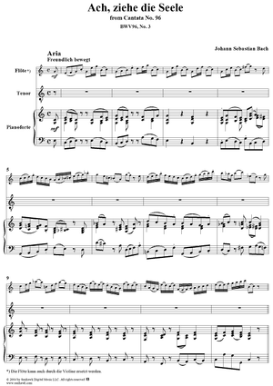 "Ach, ziehe die Seele", Aria, No. 3 from Cantata No. 96: "Herr Christ, der ein'ge Gottessohn" - Piano Score
