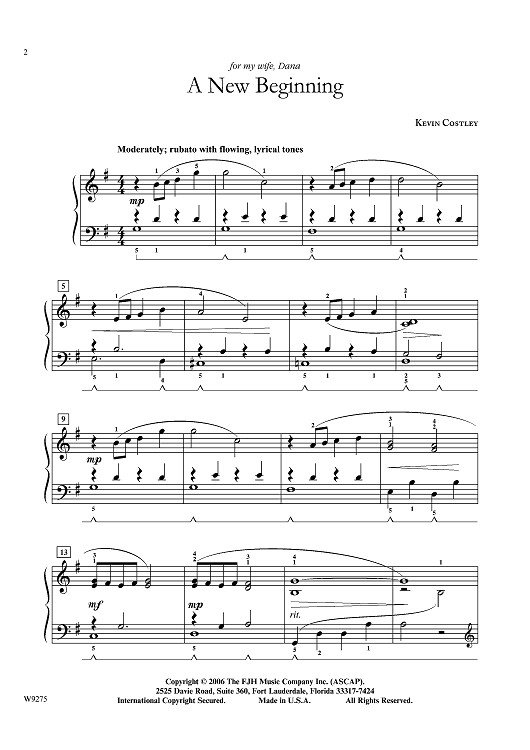 A New Beginning" Sheet Music for Piano Sheet Music Now