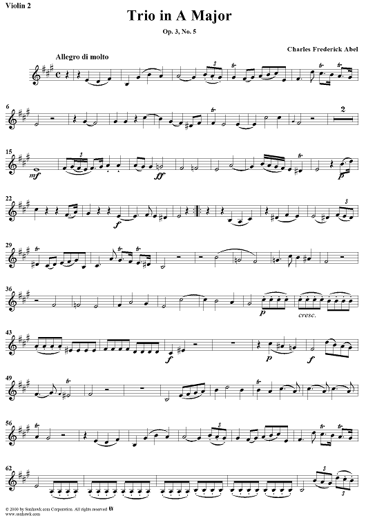 Trio in A Major Op. 3, No. 5 - Violin 2