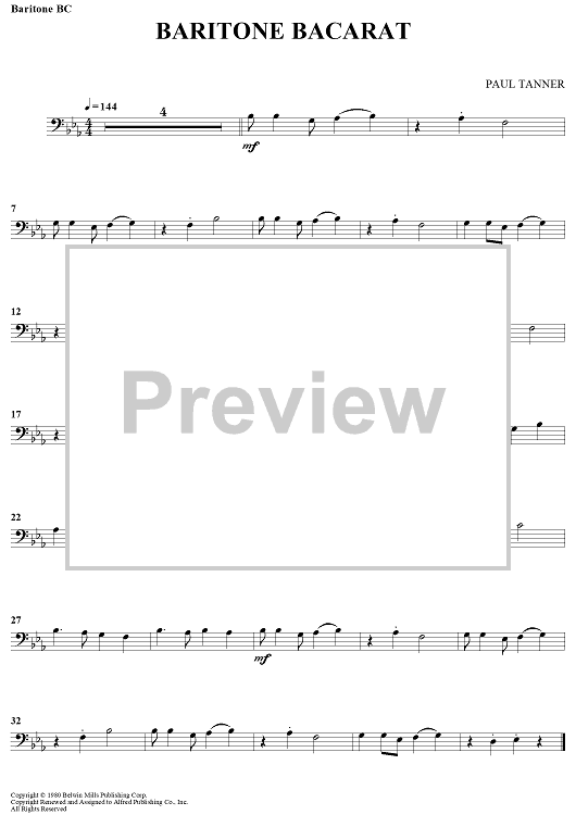 Baritone Bacarat" Sheet Music for Baritone BC/Piano - Sheet Music Now