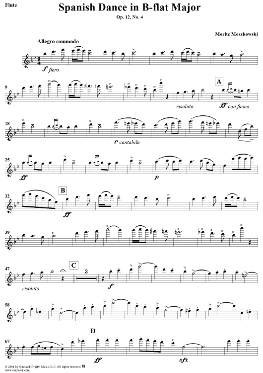Spanish Dance in B-flat Major, Op. 12, No. 4 - Flute