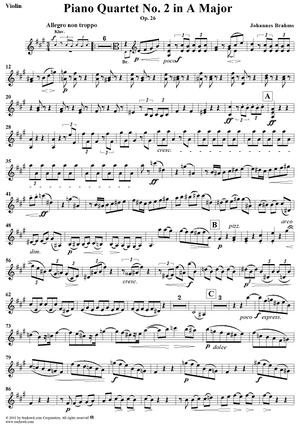 Piano Quartet No. 2 in A Major, Op. 26 - Violin
