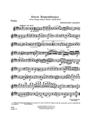 Sweet Remembrance - from Songs Without Words, Op. 19, No. 1