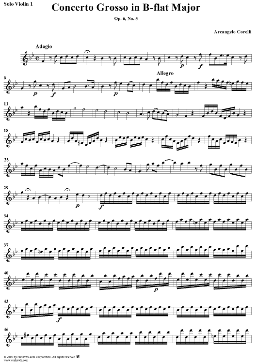 Concerto grosso No. 5 in B-flat major,  Op. 6, No. 5 - Solo Violin 1