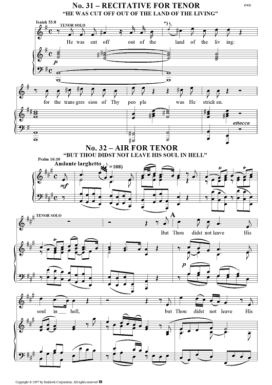 Messiah, no. 32: But Thou didst not leave His soul in hell - Piano Score