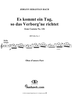 "Es kommt ein Tag, so das Verborg'ne richtet", Aria, No. 3 from Cantata No. 136: "Erforsche mich, Gott, und erfahre mein Herz" - Oboe d'amore