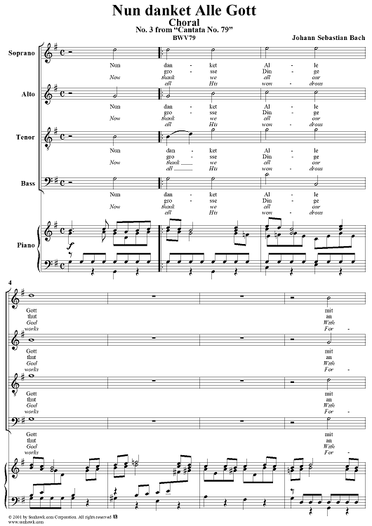 "Nun danket Alle Gott" (choral), No. 3 from Cantata No. 79 (BWV79)