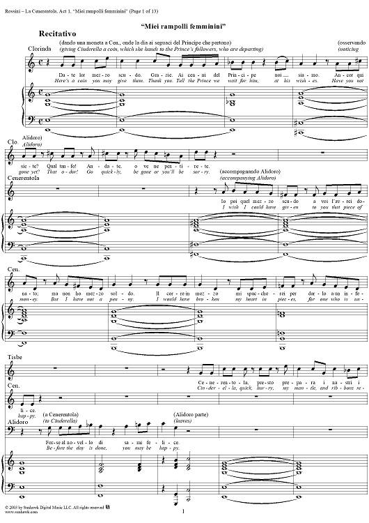 La Cenerentola, Act 1, Recitative and Cavatina - Don Magnifico - Vocal Score