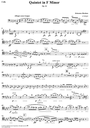 Piano Quintet, Op. 34a - Cello