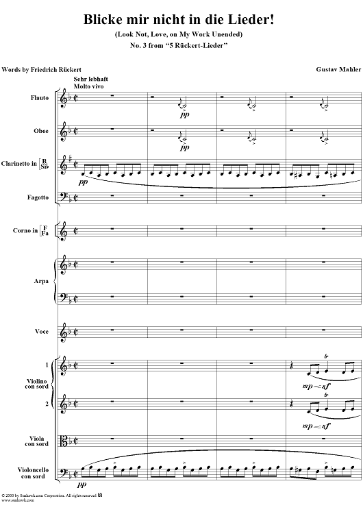 Blicke mir nicht in die Lieder, No. 3 from "5 Rückert-Lieder"