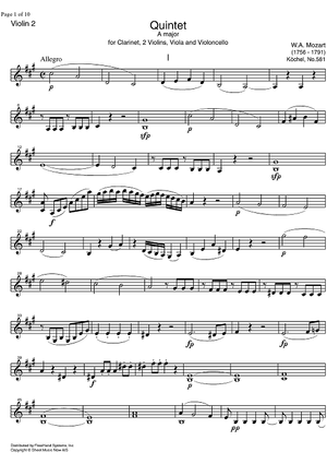 Quintet A Major KV581 - Violin 2