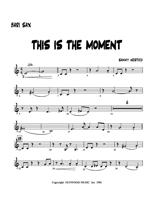 This Is The Moment - Baritone Sax