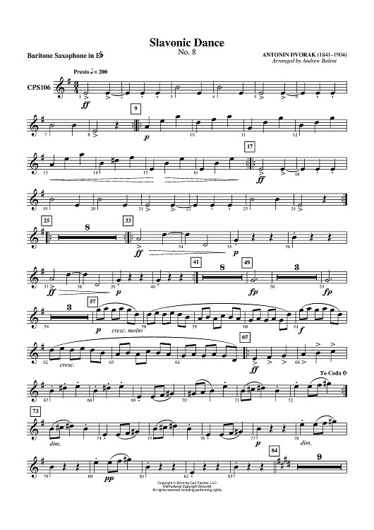 Slavonic Dance No. 8 - Baritone Sax