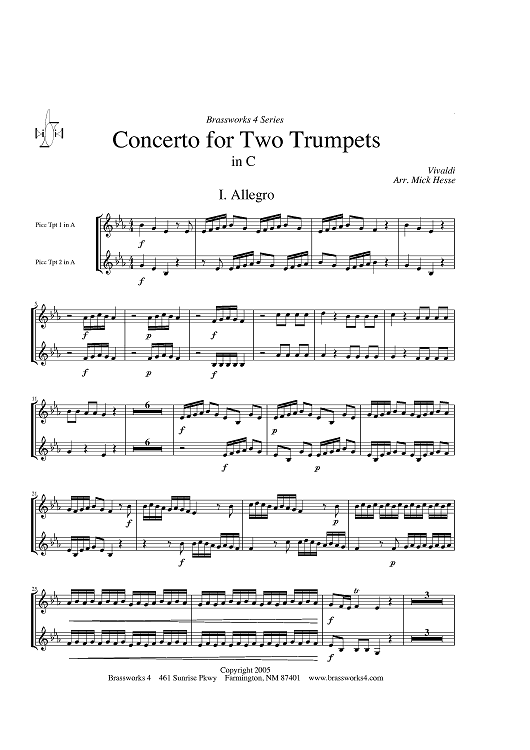 Concerto for Two Trumpets in C - Piccolo Trumpets in A