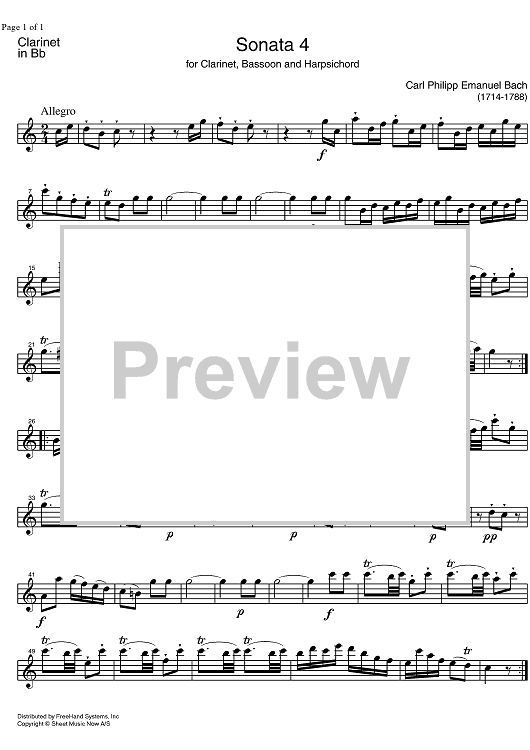 Sonata No. 4 Bb Major - Clarinet