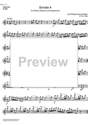 Sonata No. 4 Bb Major - Clarinet