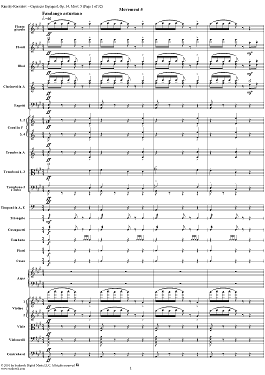 Capriccio Espagnol, Op. 34, V. Fandango asturiano