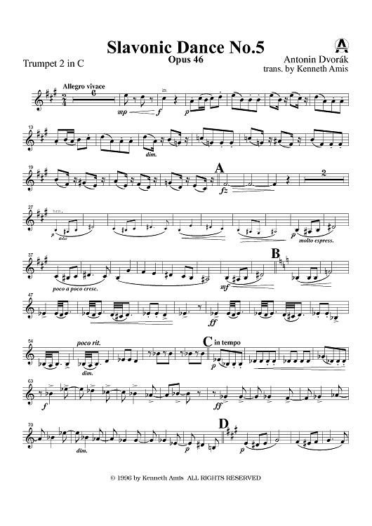 Slavonic Dance No. 5, Op. 46 - Trumpet 2 in C