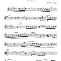 Nocturne - from Op. 9 #2 for piano - Part 1 Flute, Oboe or Violin