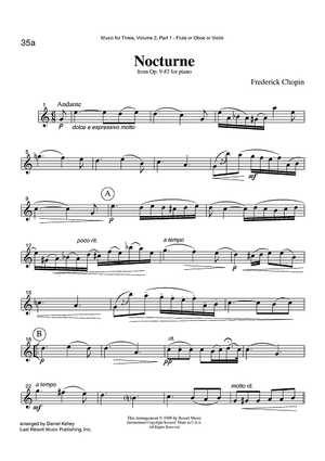 Nocturne - from Op. 9 #2 for piano - Part 1 Flute, Oboe or Violin