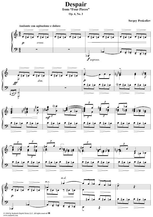 Four Pieces, Op. 4, No. 3, ''Despair''