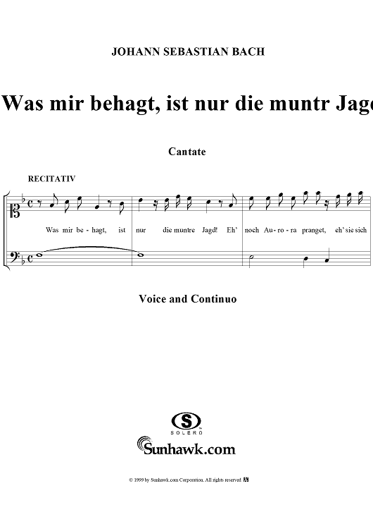 Was mir behagt, ist nur die muntre Jagd - No. 1 from Cantata No. 208 ("Hunt"), BWV208