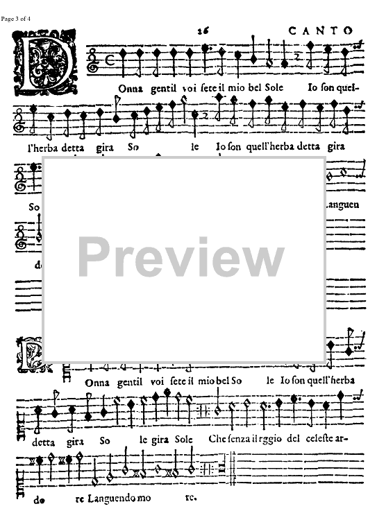 Donna gentil, voi sete il mio bel sole" Sheet Music for 2 Sopranos/Bass