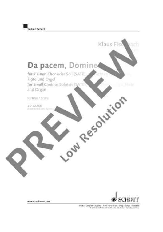 Da pacem, Domine - Vocal And Performing Score