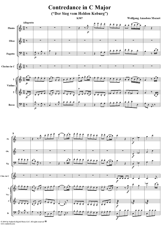 Contredance in C Major, K587 - Full Score