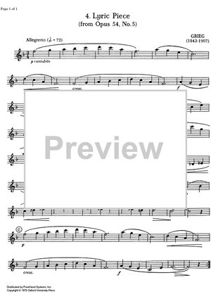 Lyric Piece Op.54 No. 5 - Clarinet in B-flat