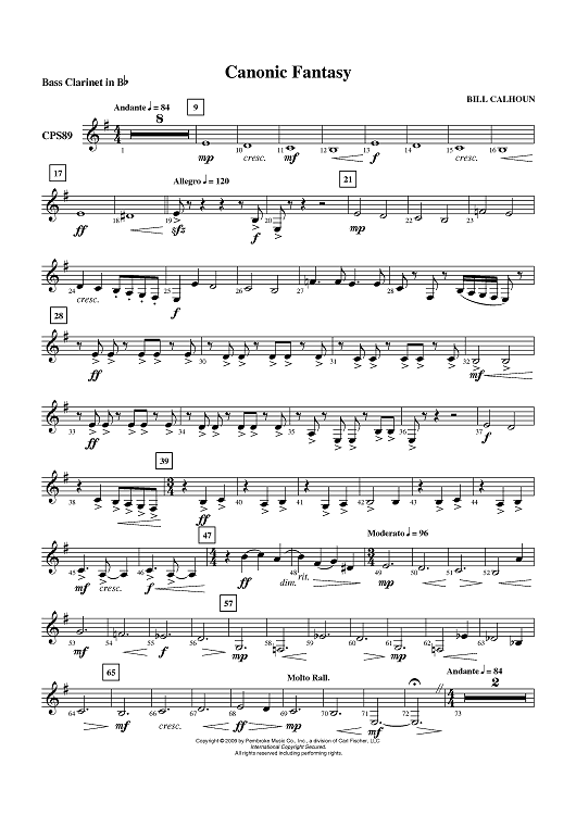 Canonic Fantasy - Bass Clarinet in B-flat