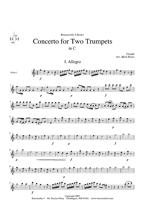 Concerto for Two Trumpets in C - Violin 1