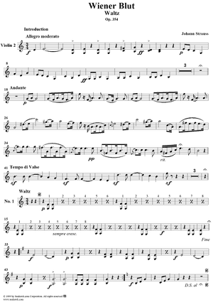 Wiener Blut (Vienna Blood), Op. 354   -  - Op. 354 - Violin 2