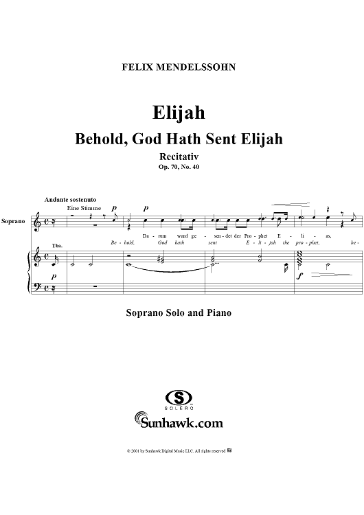 Behold, God Hath Sent Elijah - No. 40 from "Elijah", part 2