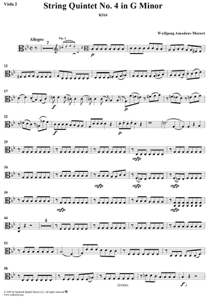 String Quintet No. 4 in G Minor, K516 - Viola 2