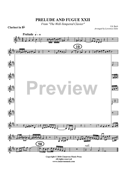 Prelude and Fugue XXII - Clarinet in Bb