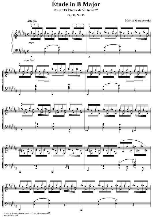 Etude in B Major, Op. 72, No. 15