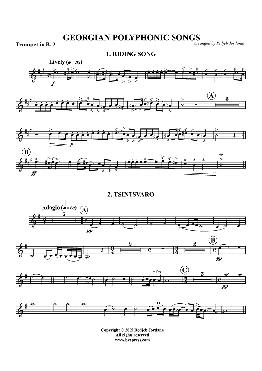Georgian Polyphonic Songs - Trumpet 2 in Bb