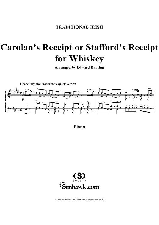 Carolan's Receipt or Stafford's Receipt for Whiskey