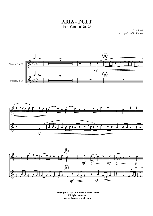 Aria - Duet from Cantata No. 78 - Trumpet 1-2 in B-flat
