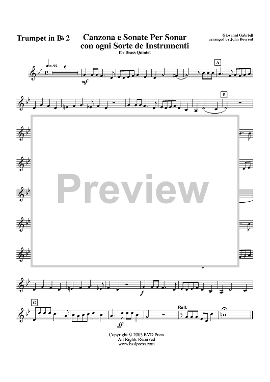 Canzona e Sonate Per Sonar con ogni Sorte de Instrumenti - Trumpet 2