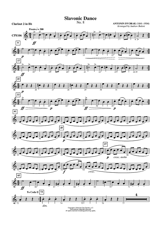Slavonic Dance No. 8 - Clarinet 2 in B-flat